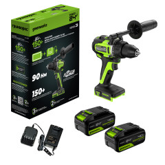 Дрель-шуруповерт акк. Greenworks GD24DD90, 24V, б/щет, 45/90Нм,2x4Ач,ЗУ,коробка