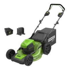 Газонокосилка Greenworks GD60LM46SPk4, 60v, 46 см, в комплекте с АКБ 4 А·ч и ЗУ (аккумуляторная, самоходная)