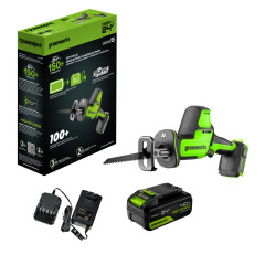 Пила сабельная акк. Greenworks GPT-CRS-25, 24V, б/щет, 0-3000/мин, рез 80 мм дер., LED, 1х4Ач,ЗУ,коробка