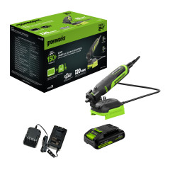 Гравер акк. Greenworks G24RT, 24V, б/щет, 6500–35000 об/мин, цанги 2,4/3,2мм, оснастка 52 шт,1х2Ач,ЗУ,сумка,коробка