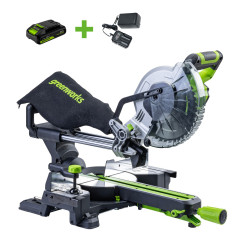 Торцовочная пила акк. Greenworks GD24MS216, 24V, б/щ, 4800 об/мин, 216x30мм,рез 65х310мм,1х2Ач,ЗУ