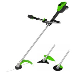 Аккумуляторный триммер Greenworks TB201H, 82v, 46 см, ø 2.4/3 мм, 2 кВт (2,7 л.с.), без АКБ и ЗУ (насадки нож и кусторез)