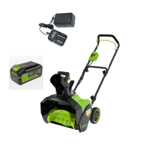 Аккумуляторный снегоуборщик Greenworks G40ST40k5, 40v, 40 см, 1.4 кВт (1,9 л.с), в комплекте с АКБ 5 А·ч и ЗУ