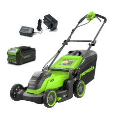 Газонокосилка Greenworks GD40LM411k4, 40v, 41 см, c АКБ 4Ач и ЗУ (аккумуляторная)