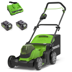 Газонокосилка Greenworks G24X2LM41k8, 2х24v, 41 см, в комплекте с двумя АКБ 4 А·ч и двойное ЗУ (аккумуляторная)
