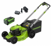 Газонокосилка Greenworks GD40LM48SPk8, 40v, 48 см, в комплекте с АКБ 8 А·ч и ЗУ (аккумуляторная, самоходная)